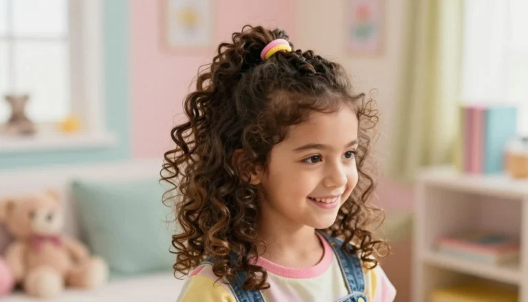 penteado infantil cabelo cacheado com liguinha