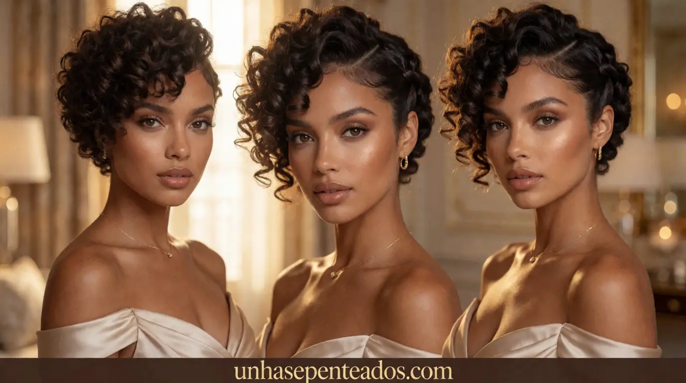 penteado cabelo curto cacheado para fazer sozinha