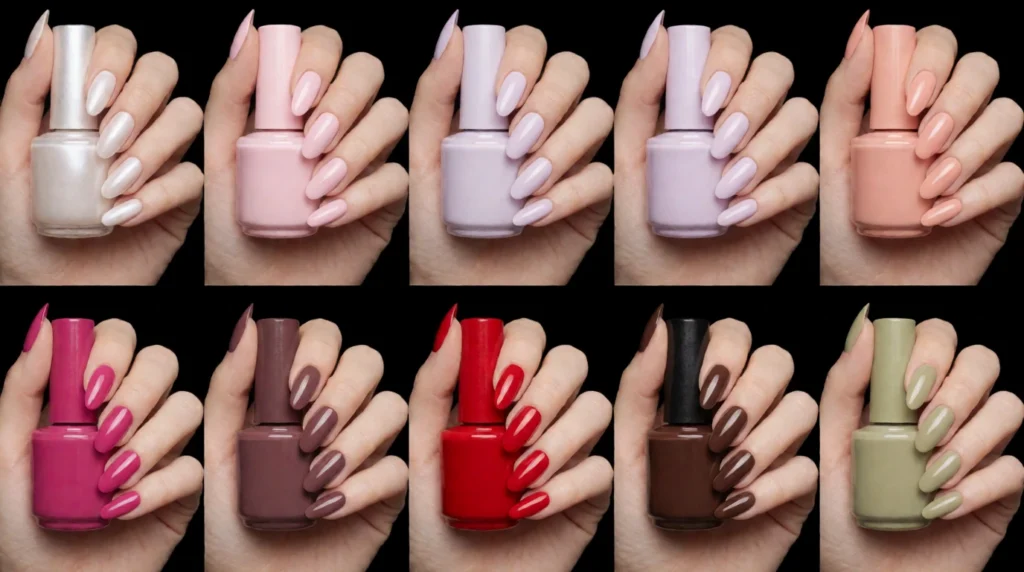 cores da moda de esmalte